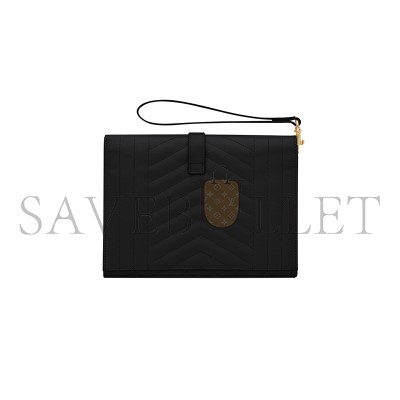 YSL ENVELOPE FLAP POUCH IN MIX MATELASSÉ GRAIN DE POUDRE LEATHER 651030BOW911000 (21*16*3cm)